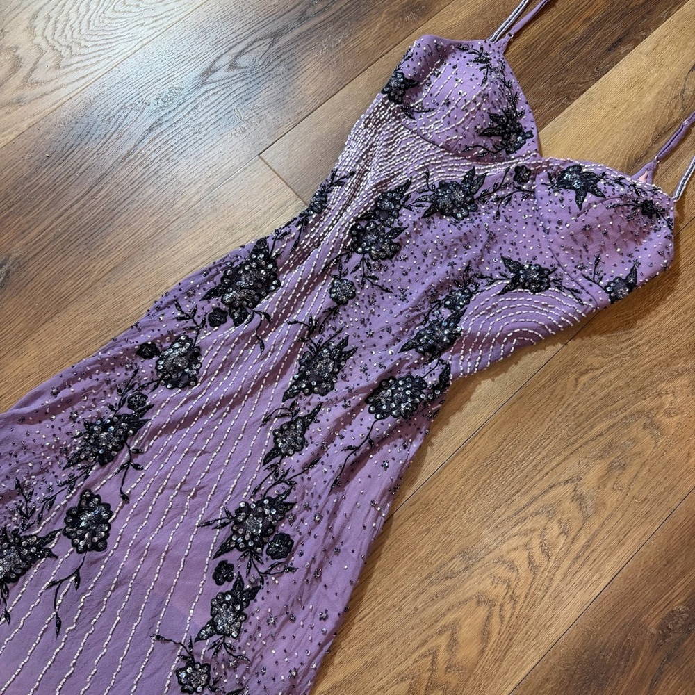 Vintage Y2K 100% Silk Beaded Dress Vintage Beaded Dress Sue Wong Dress Fairy - Picture 4 of 17